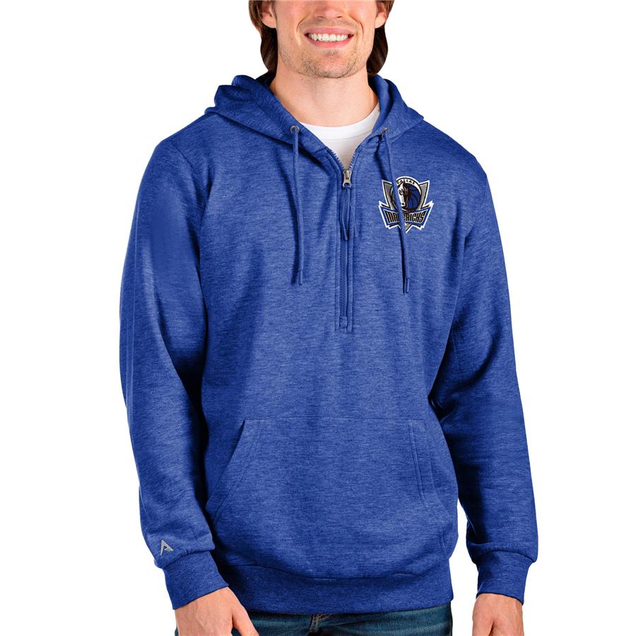 Dallas Mavericks Antigua Action Quarter-Zip Pullover Hoodie - Royal