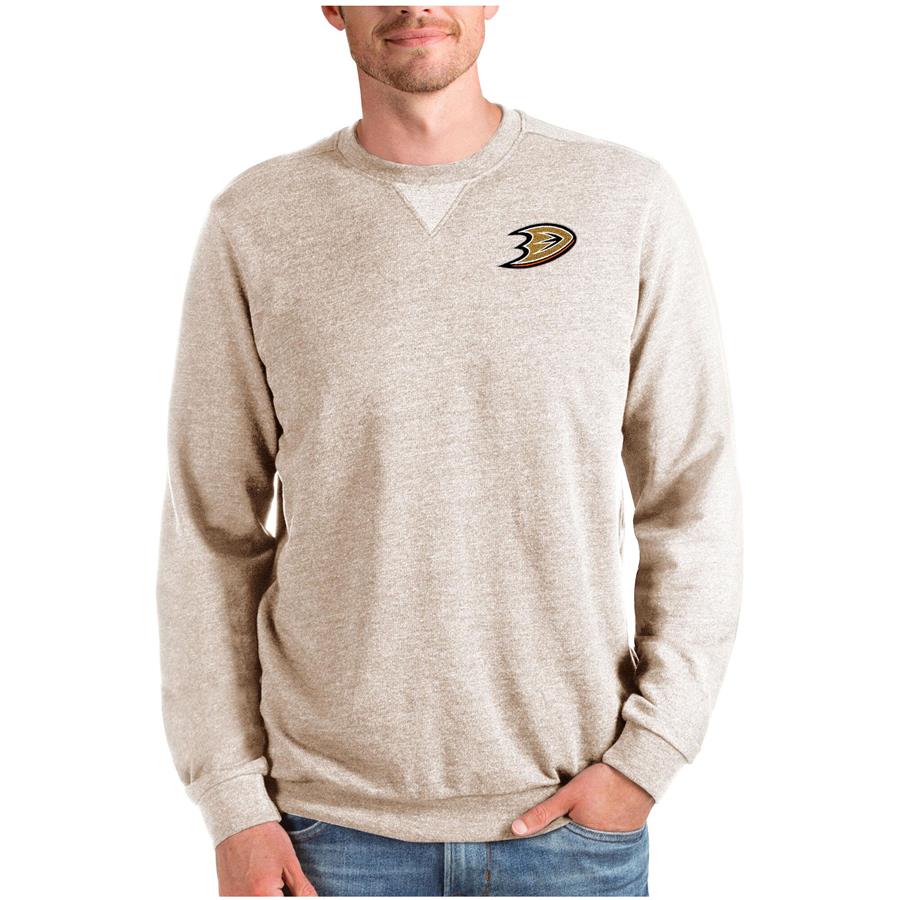 Anaheim Ducks Antigua Reward Crewneck Pullover Sweatshirt - Oatmeal