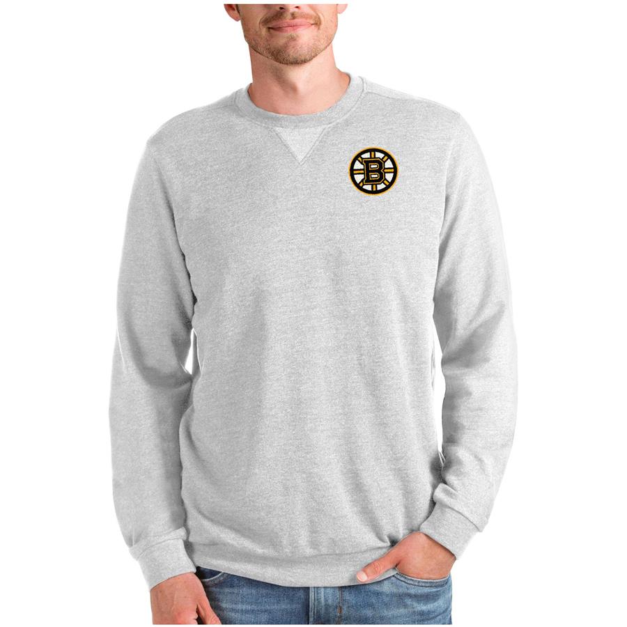 Boston Bruins Antigua Reward Crewneck Pullover Sweatshirt - Heathered Gray
