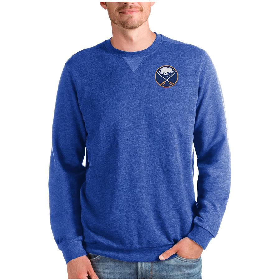 Buffalo Sabres Antigua Reward Crewneck Pullover Sweatshirt - Heathered Royal