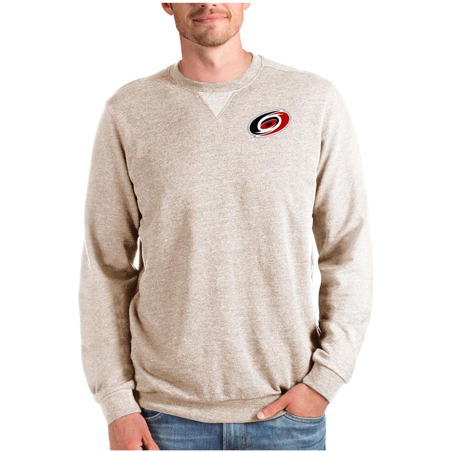 Carolina Hurricanes Antigua Reward Crewneck Pullover Sweatshirt - Oatmeal