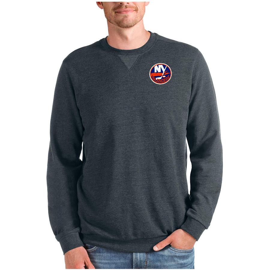 New York Islanders Antigua Reward Crewneck Pullover Sweatshirt - Heathered Charcoal