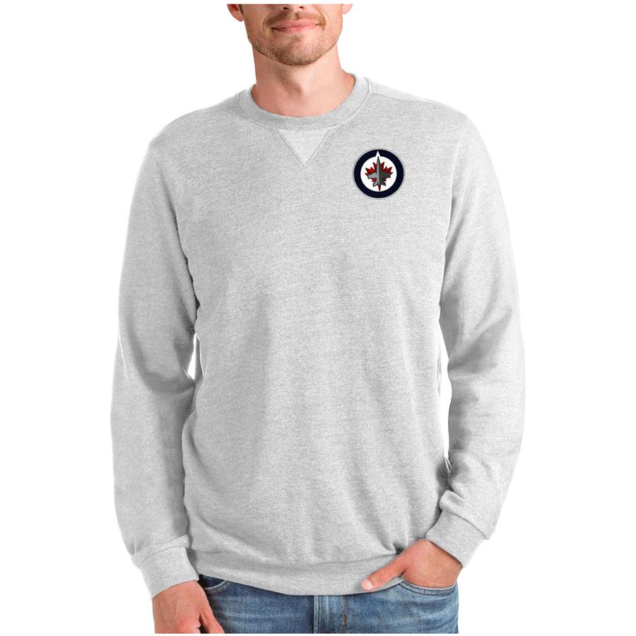 Winnipeg Jets Antigua Reward Crewneck Pullover Sweatshirt - Heathered Gray