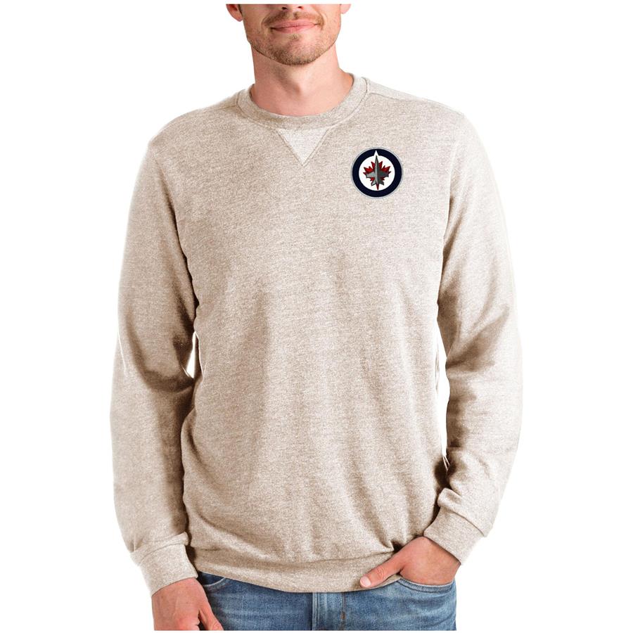 Winnipeg Jets Antigua Reward Crewneck Pullover Sweatshirt - Oatmeal