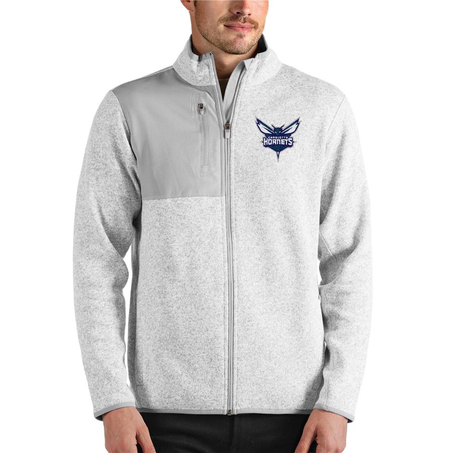 Charlotte Hornets Antigua Fortune Full-Zip Jacket - Heathered Gray