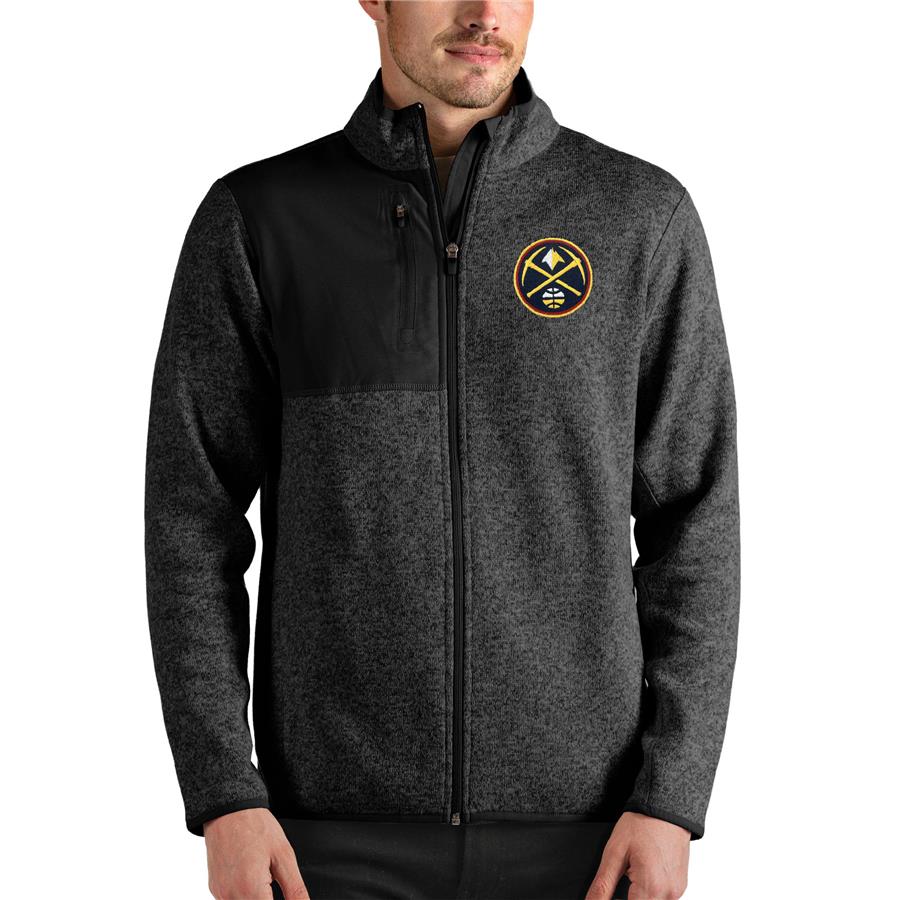 Denver Nuggets Antigua Fortune Full-Zip Jacket - Heathered Black