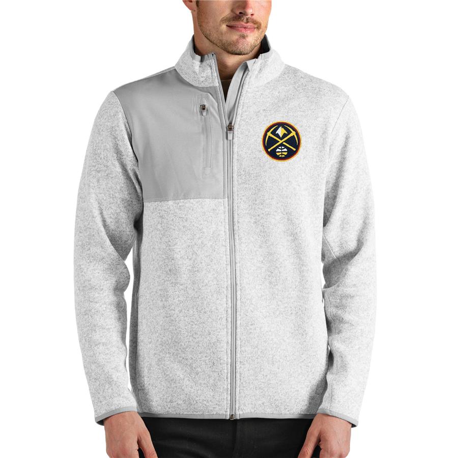 Denver Nuggets Antigua Fortune Full-Zip Jacket - Heathered Gray