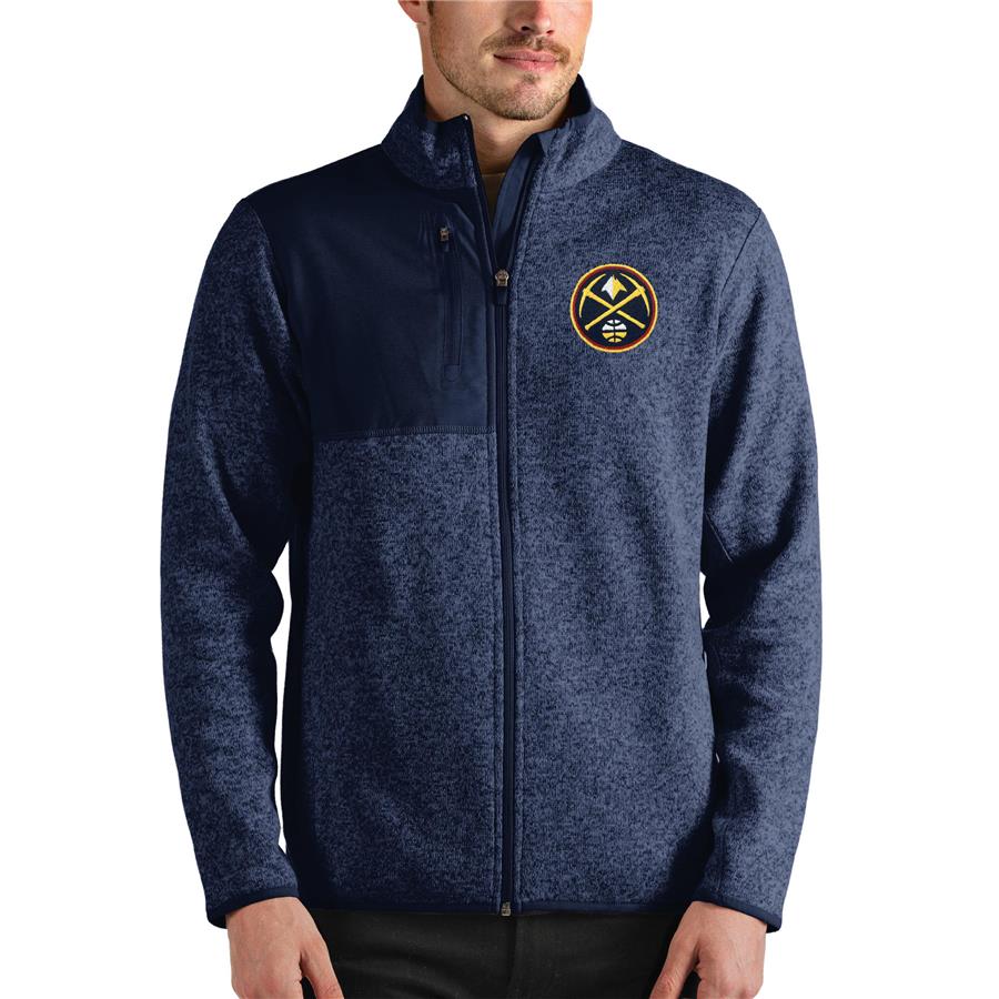 Denver Nuggets Antigua Fortune Full-Zip Jacket - Heathered Navy