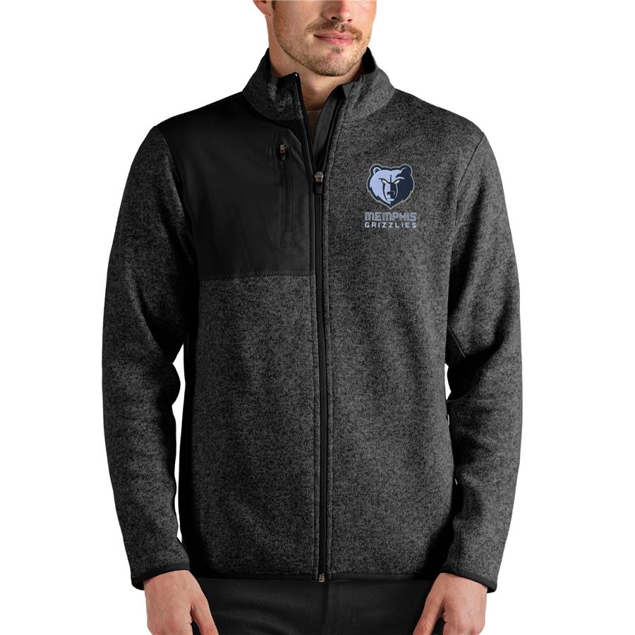 Memphis Grizzlies Antigua Fortune Full-Zip Jacket - Heathered Black