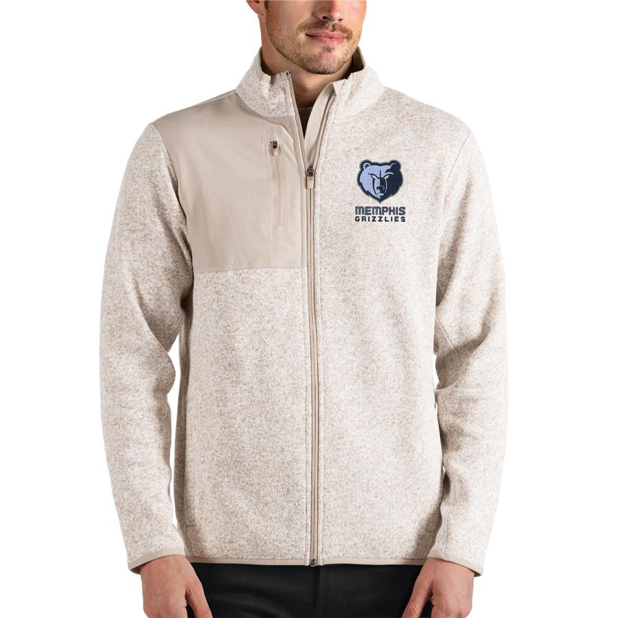Memphis Grizzlies Antigua Fortune Full-Zip Jacket - Oatmeal