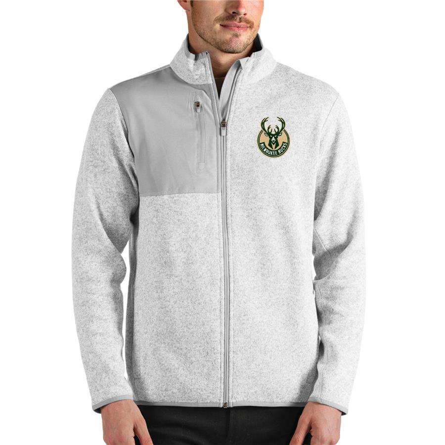 Milwaukee Bucks Antigua Fortune Full-Zip Jacket - Heathered Gray