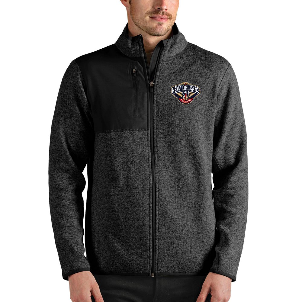 New Orleans Pelicans Antigua Fortune Full-Zip Jacket - Heathered Black
