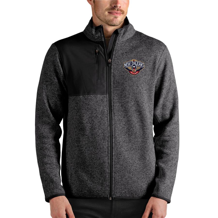 New Orleans Pelicans Antigua Fortune Full-Zip Jacket - Heathered Charcoal