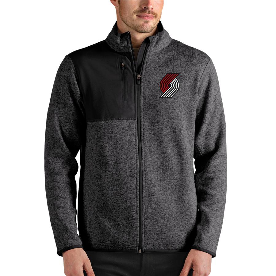 Portland Trail Blazers Antigua Fortune Full-Zip Jacket - Heathered Charcoal