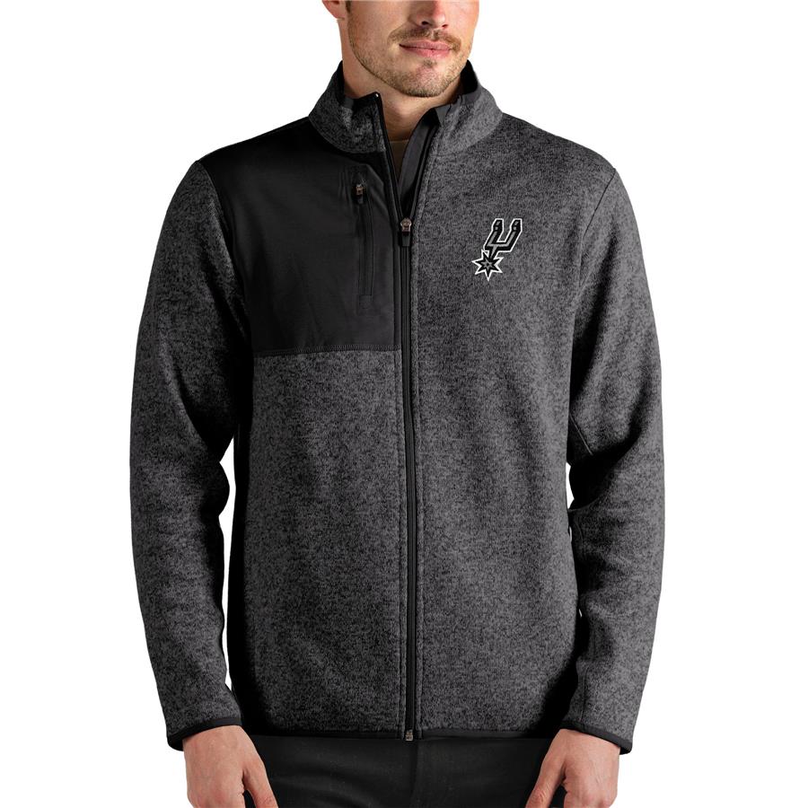 San Antonio Spurs Antigua Fortune Full-Zip Jacket - Heathered Charcoal