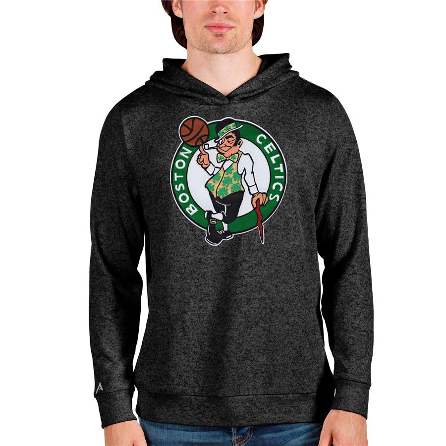 Boston Celtics Antigua Logo Absolute Pullover Hoodie - Heathered Black