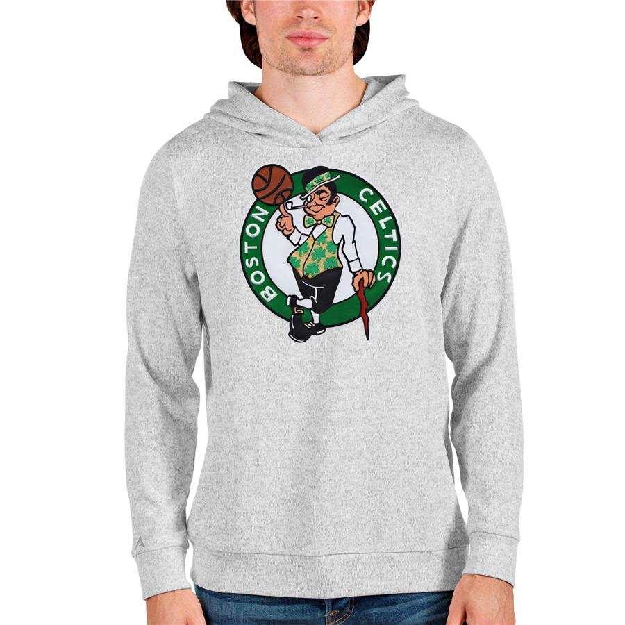 Boston Celtics Antigua Logo Absolute Pullover Hoodie - Heathered Gray