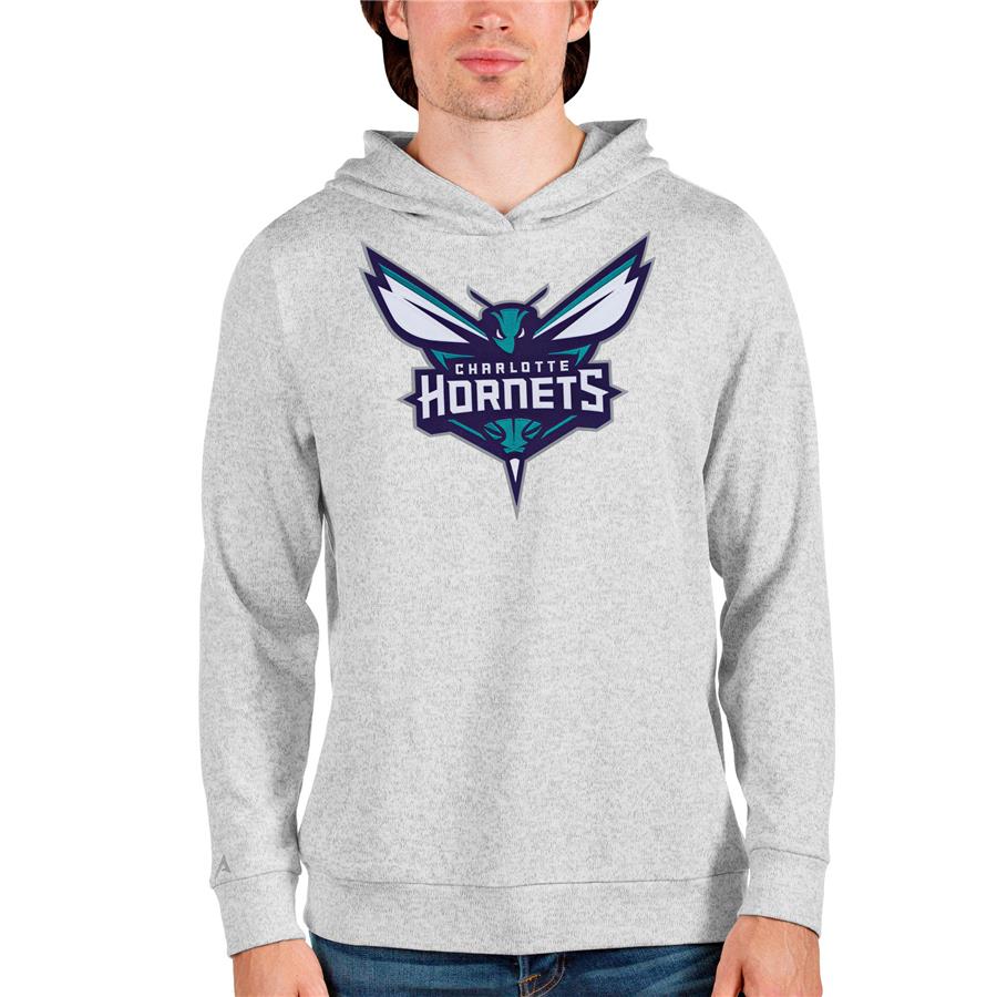 Charlotte Hornets Antigua Logo Absolute Pullover Hoodie - Heathered Gray