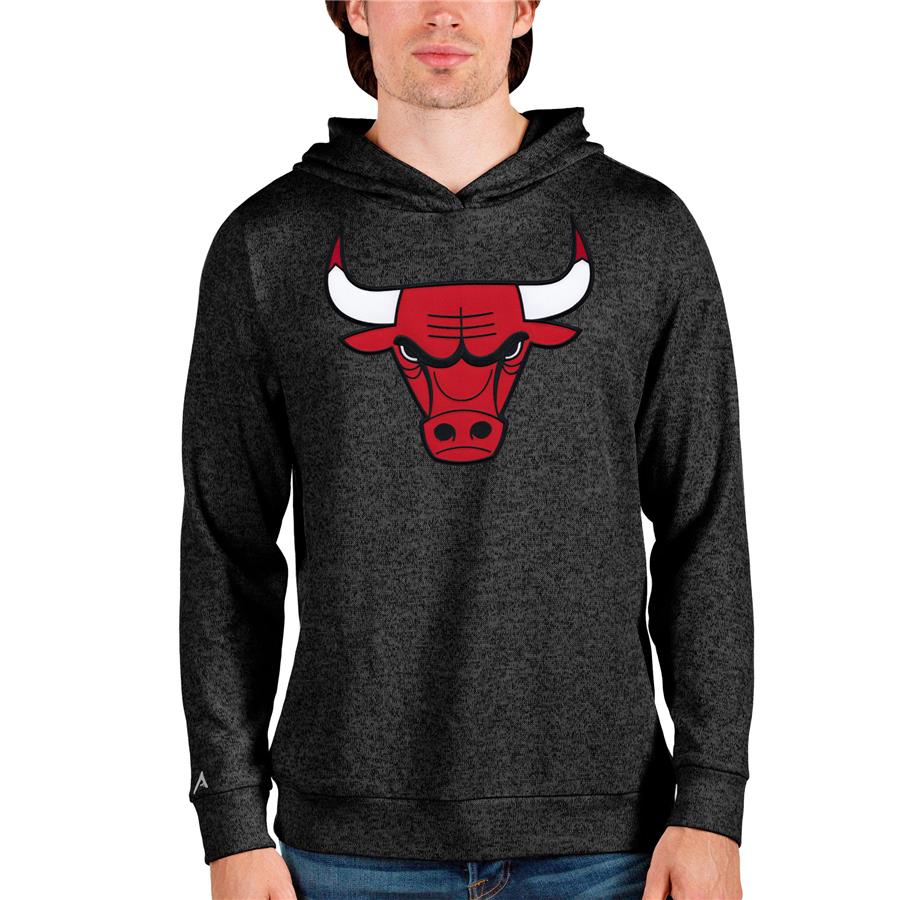 Chicago Bulls Antigua Logo Absolute Pullover Hoodie - Heathered Black