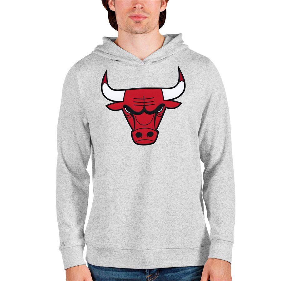 Chicago Bulls Antigua Logo Absolute Pullover Hoodie - Heathered Gray