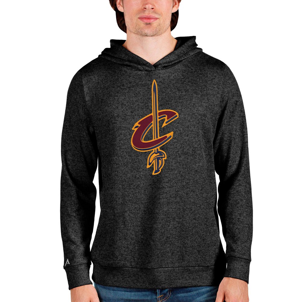 Cleveland Cavaliers Antigua Logo Absolute Pullover Hoodie - Heathered Black