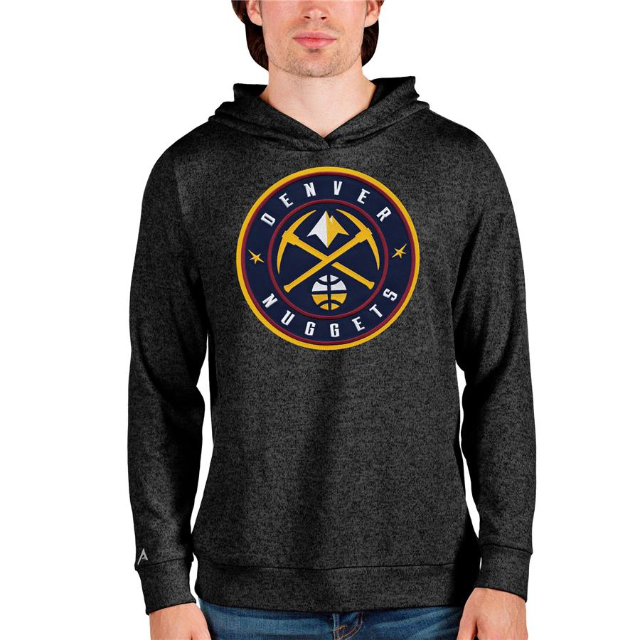 Denver Nuggets Antigua Logo Absolute Pullover Hoodie - Heathered Black
