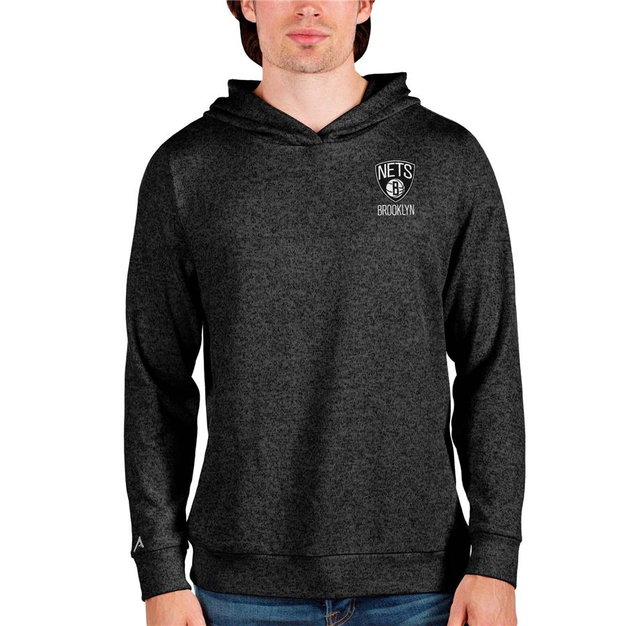 Brooklyn Nets Antigua Absolute Pullover Hoodie - Heathered Black