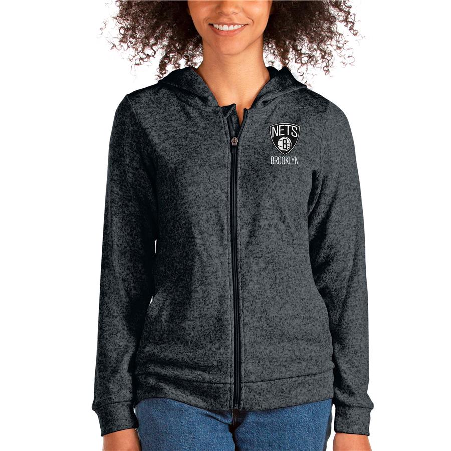 Brooklyn Nets Antigua Women's Absolute Full-Zip Hoodie - Heathered Charcoal