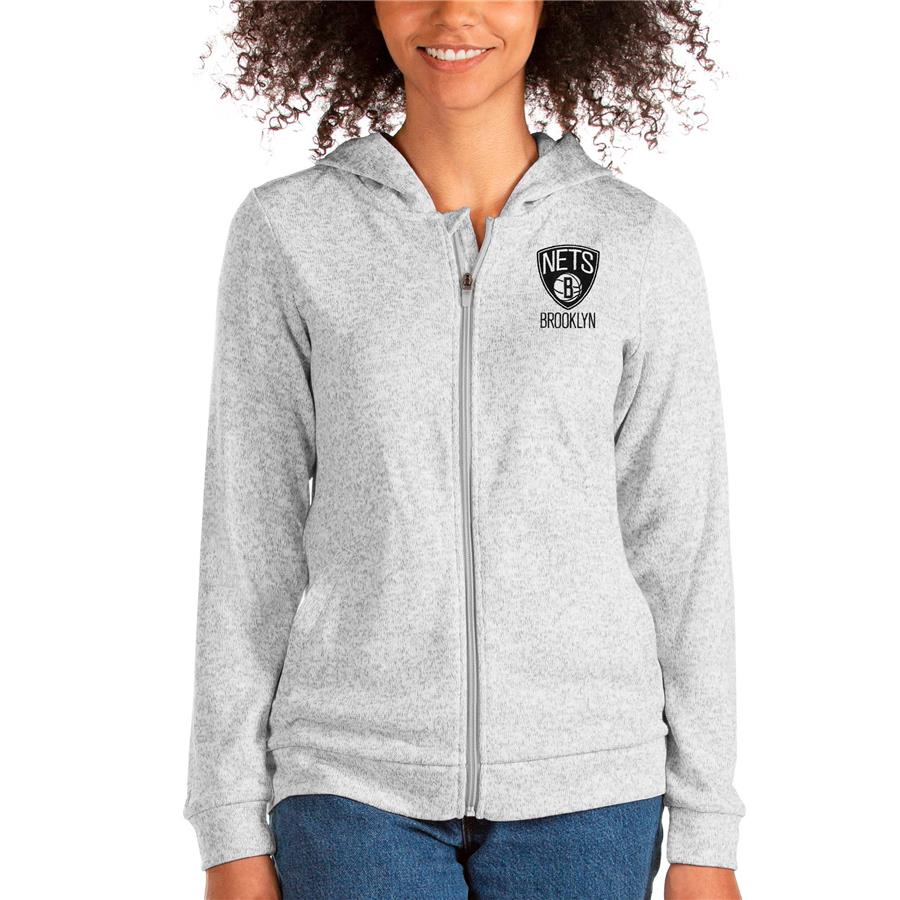 Brooklyn Nets Antigua Women's Absolute Full-Zip Hoodie - Heathered Gray