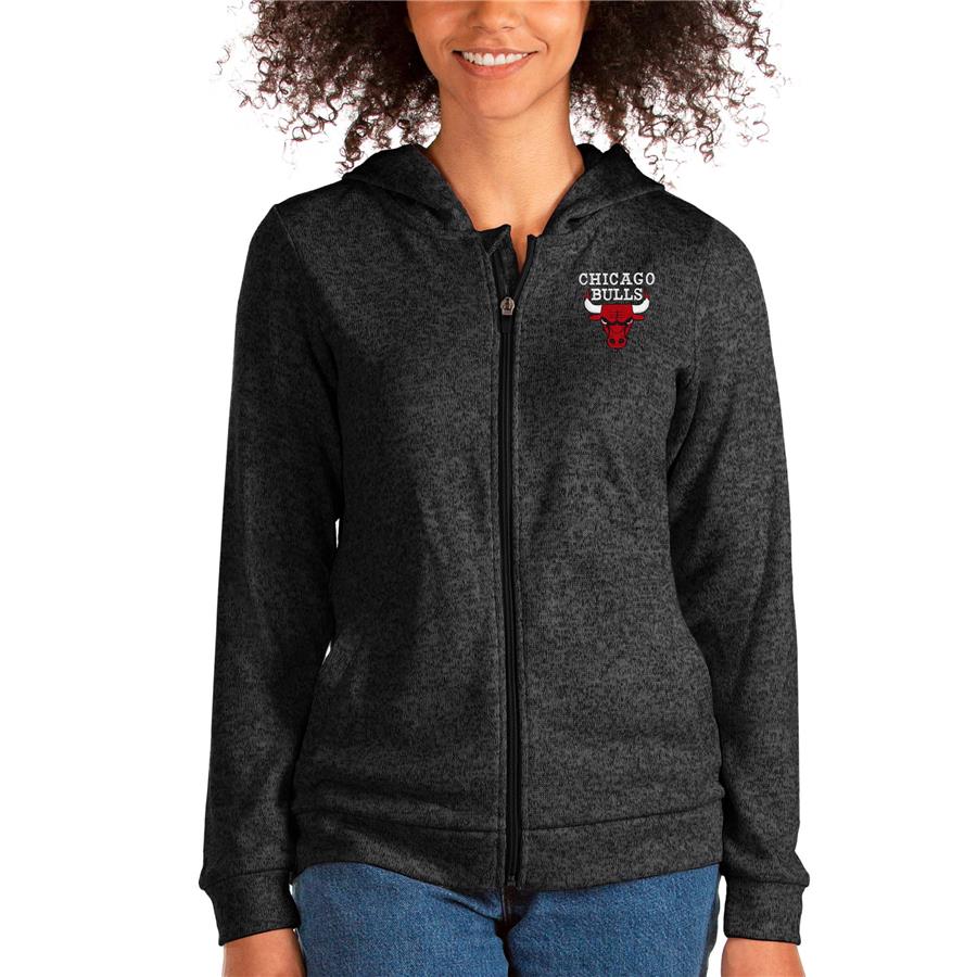Chicago Bulls Antigua Women's Absolute Full-Zip Hoodie - Heathered Black