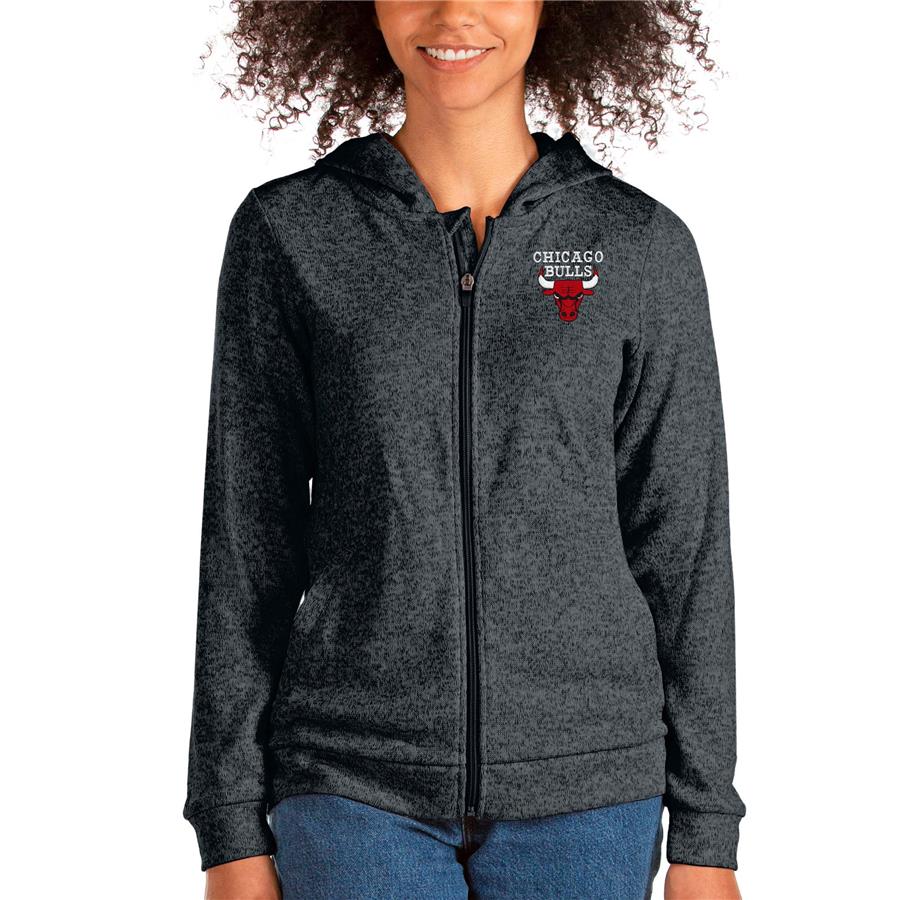 Chicago Bulls Antigua Women's Absolute Full-Zip Hoodie - Heathered Charcoal