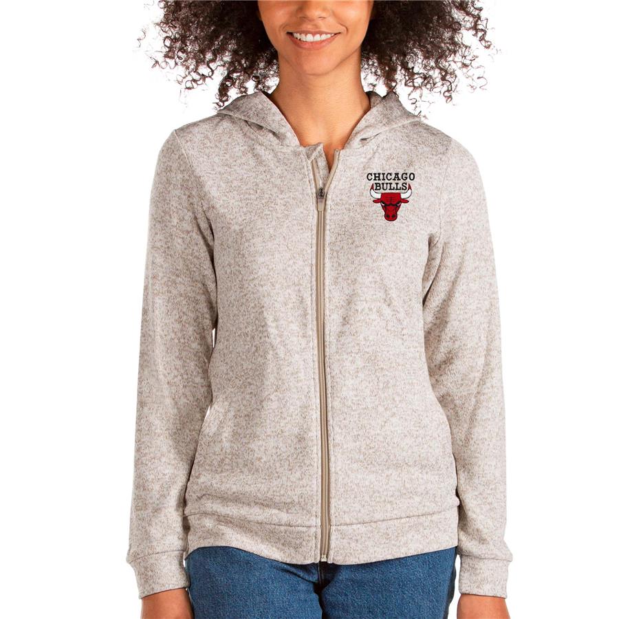 Chicago Bulls Antigua Women's Absolute Full-Zip Hoodie - Oatmeal