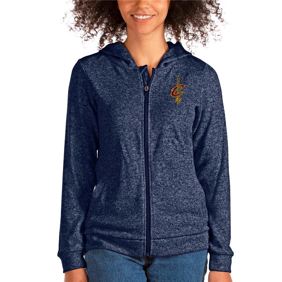Cleveland Cavaliers Antigua Women's Absolute Full-Zip Hoodie - Heathered Navy