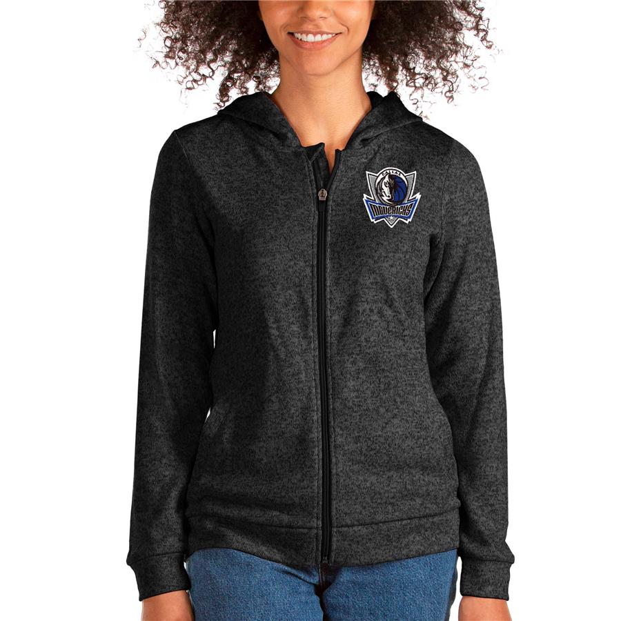 Dallas Mavericks Antigua Women's Absolute Full-Zip Hoodie - Heathered Black