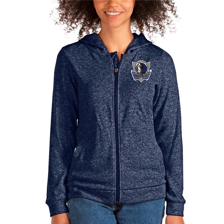 Dallas Mavericks Antigua Women's Absolute Full-Zip Hoodie - Heathered Navy