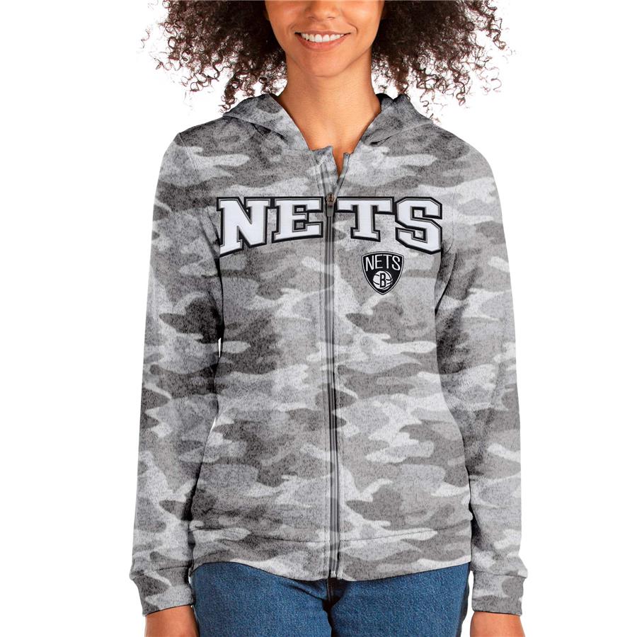 Brooklyn Nets Antigua Women's Team Absolute Full-Zip Hoodie - Camo