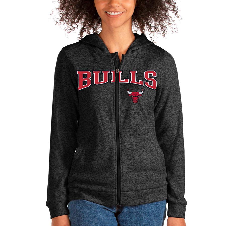 Chicago Bulls Antigua Women's Team Absolute Full-Zip Hoodie - Heathered Black