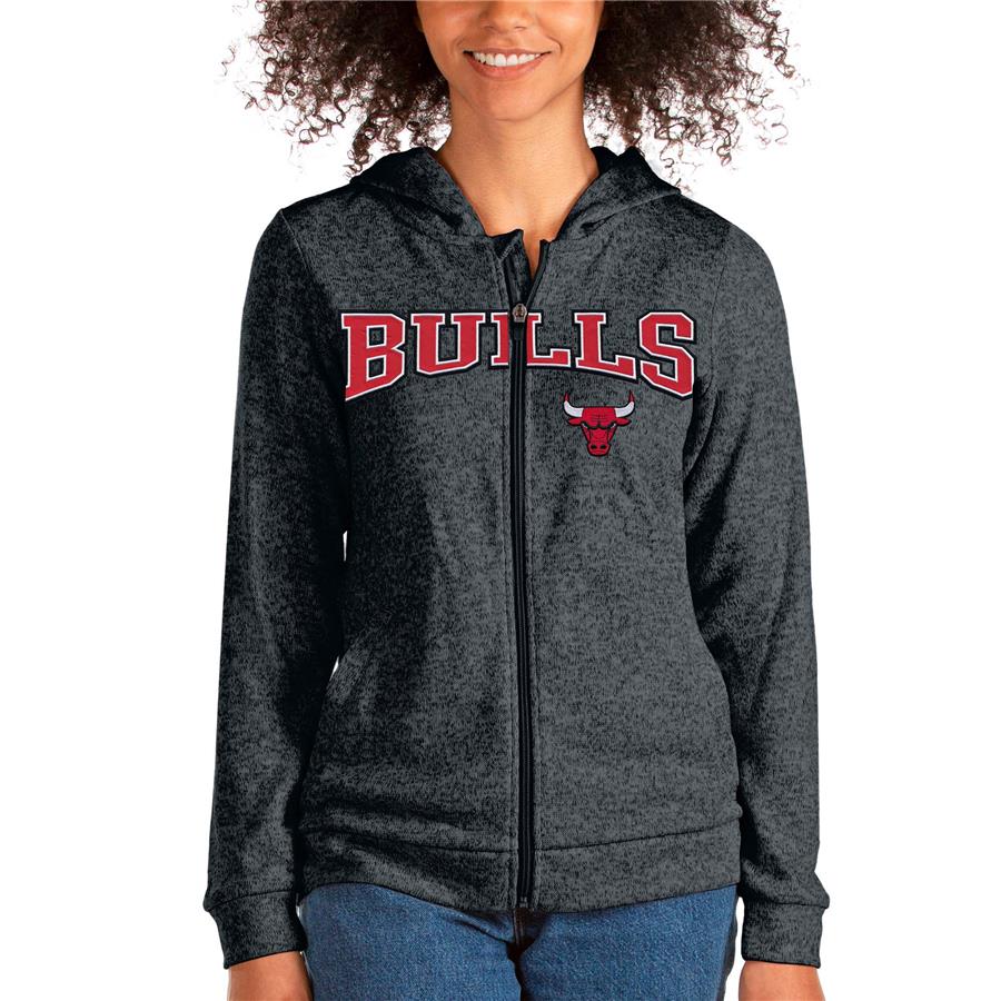 Chicago Bulls Antigua Women's Team Absolute Full-Zip Hoodie - Heathered Charcoal