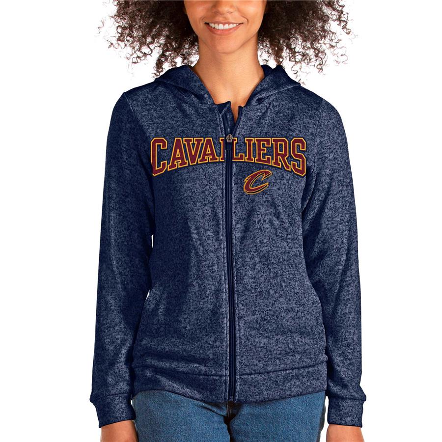 Cleveland Cavaliers Antigua Women's Team Absolute Full-Zip Hoodie - Heathered Navy