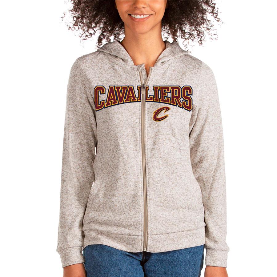 Cleveland Cavaliers Antigua Women's Team Absolute Full-Zip Hoodie - Oatmeal