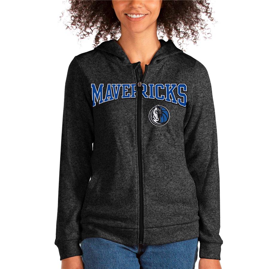 Dallas Mavericks Antigua Women's Team Absolute Full-Zip Hoodie - Heathered Black