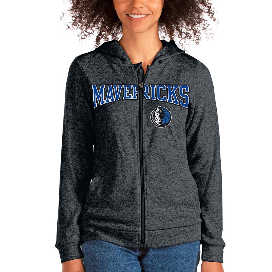 Dallas Mavericks Antigua Women's Team Absolute Full-Zip Hoodie - Heathered Charcoal