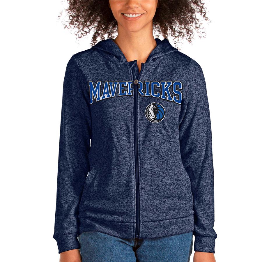 Dallas Mavericks Antigua Women's Team Absolute Full-Zip Hoodie - Heathered Navy