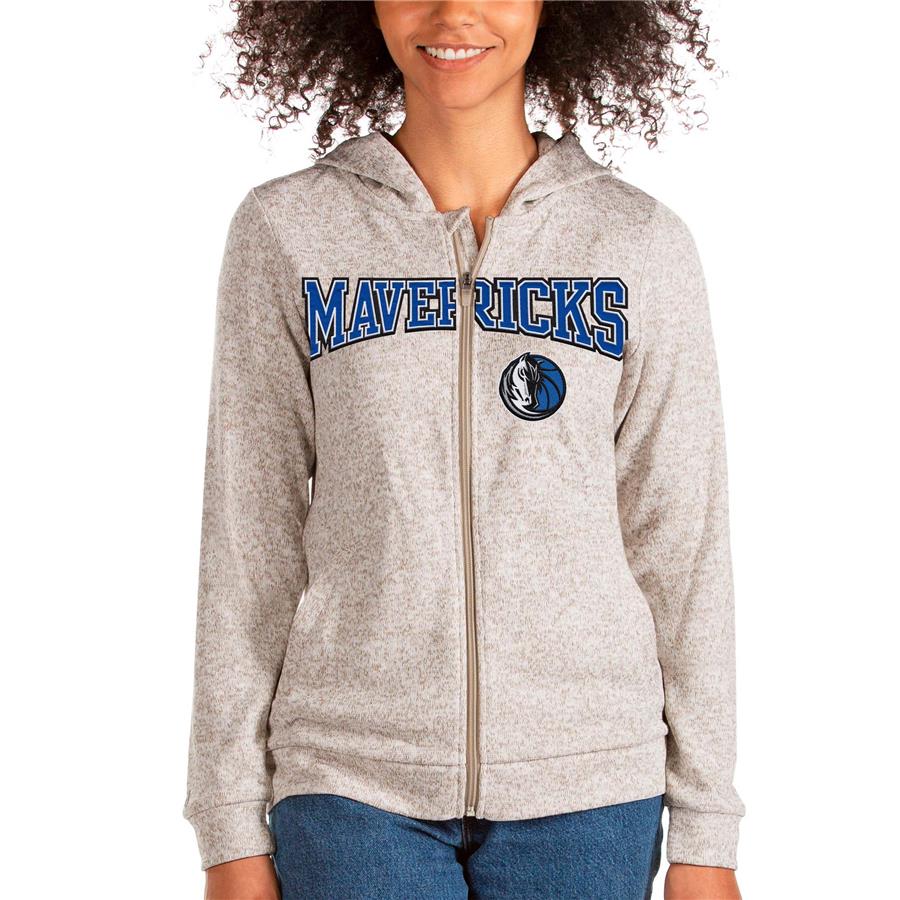 Dallas Mavericks Antigua Women's Team Absolute Full-Zip Hoodie - Oatmeal