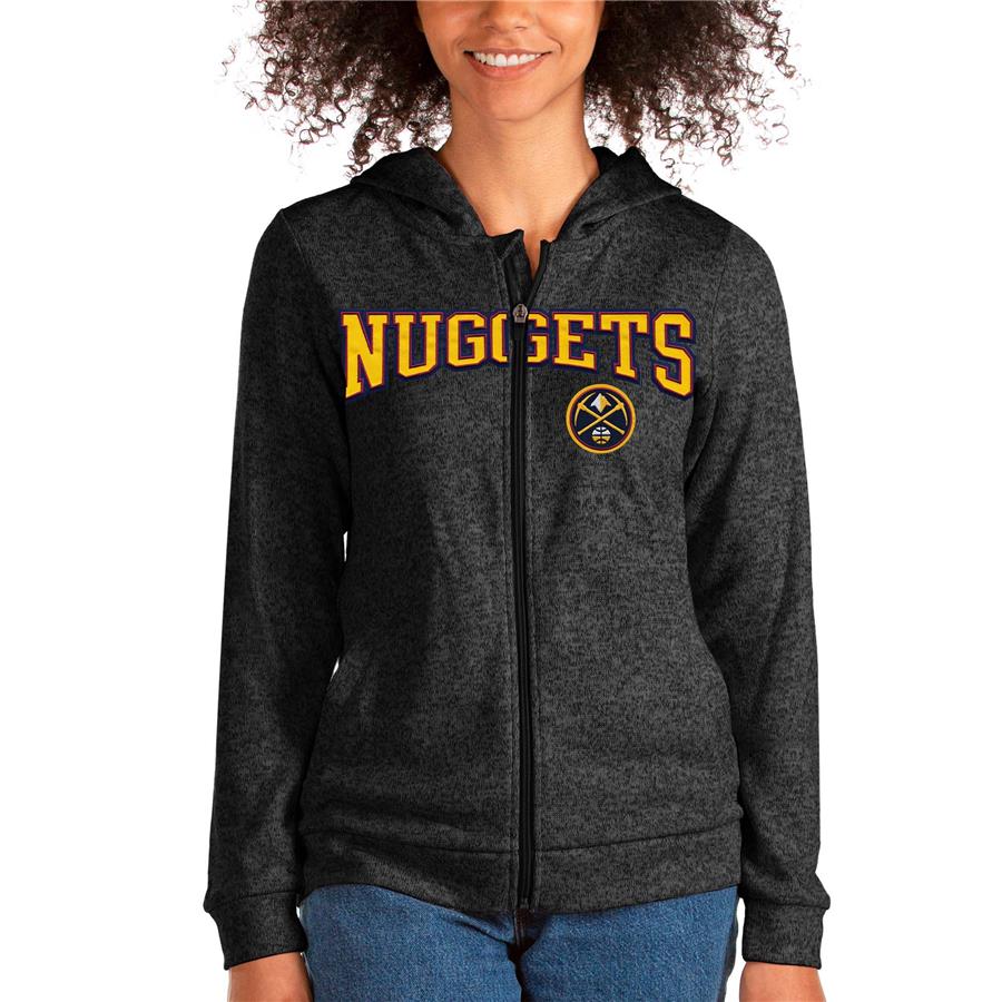 Denver Nuggets Antigua Women's Team Absolute Full-Zip Hoodie - Heathered Black