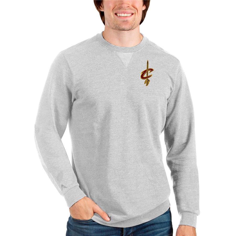 Cleveland Cavaliers Antigua Reward Crewneck Pullover Sweatshirt - Heathered Gray
