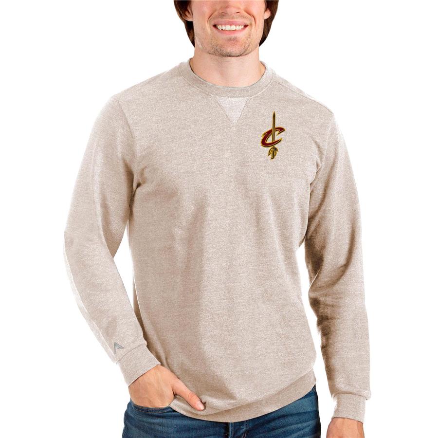 Cleveland Cavaliers Antigua Reward Crewneck Pullover Sweatshirt - Oatmeal