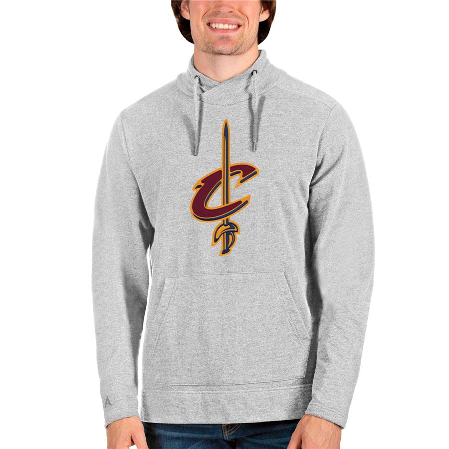 Cleveland Cavaliers Antigua Logo Reward Crossover Neckline Pullover Sweatshirt - Heathered Gray