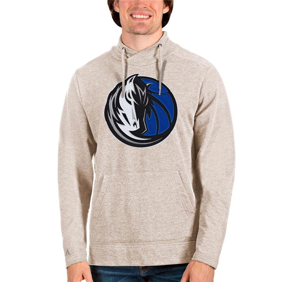 Dallas Mavericks Antigua Logo Reward Crossover Neckline Pullover Sweatshirt - Oatmeal
