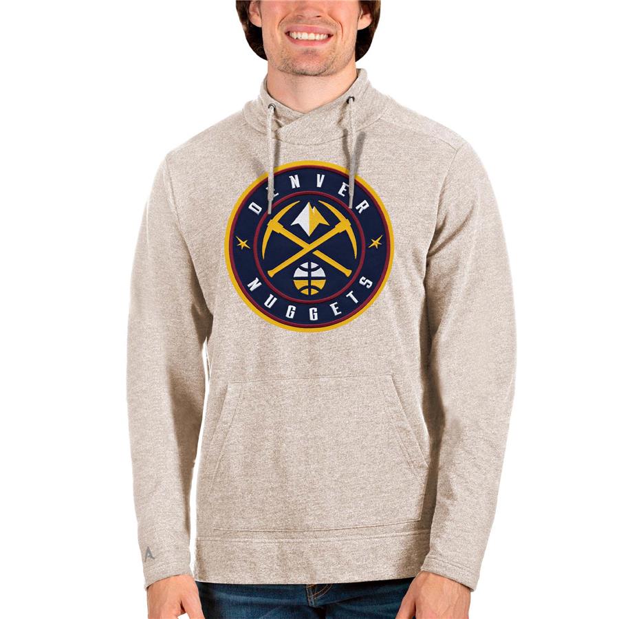 Denver Nuggets Antigua Logo Reward Crossover Neckline Pullover Sweatshirt - Oatmeal